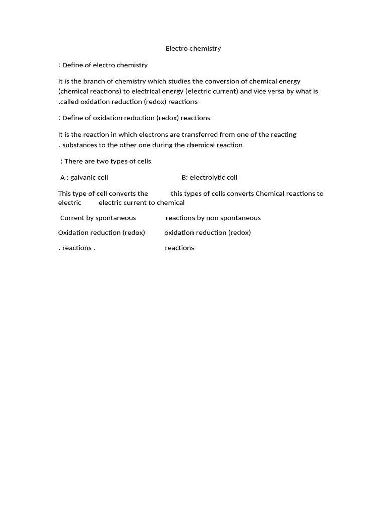 Electro Chemistry ch4 | PDF
