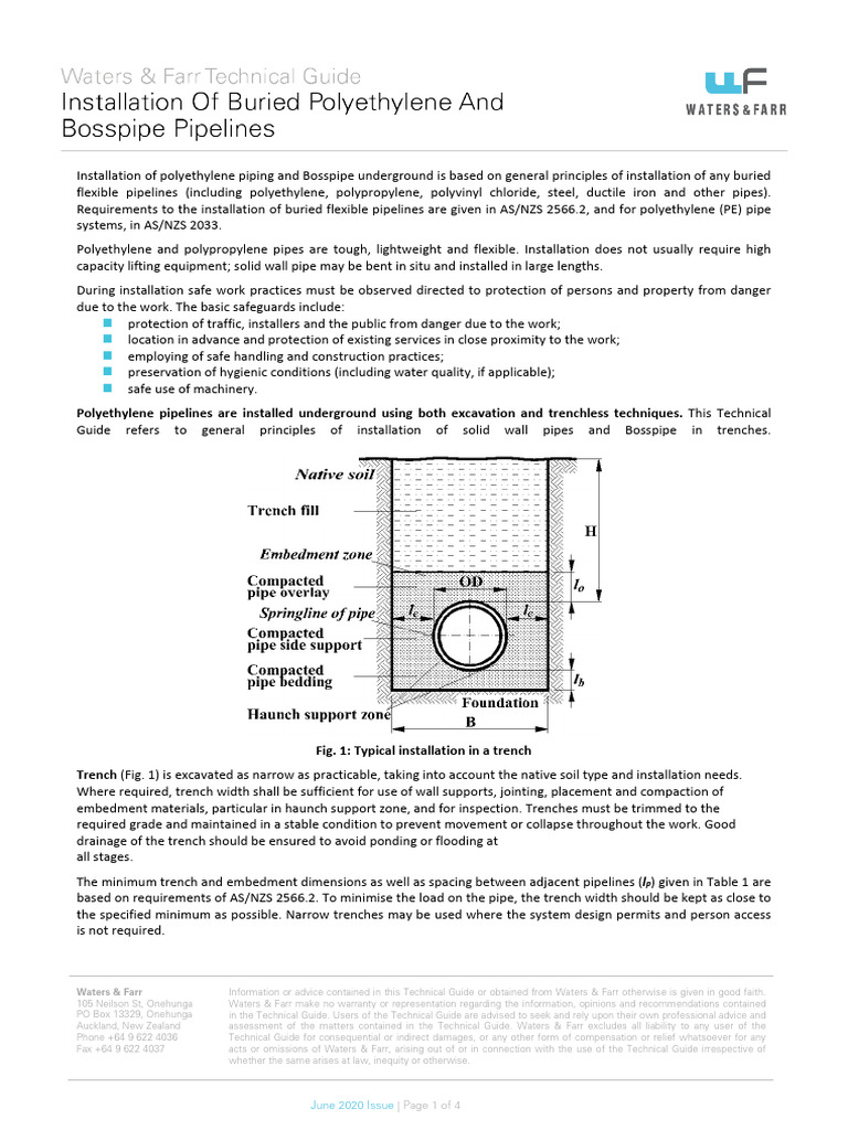 Waters & Farr PE Pipe Installation | PDF