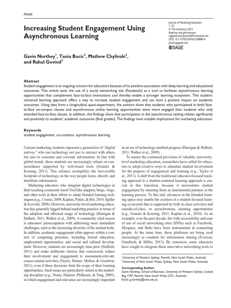 Increasing Student Engagement Using Asynchronous Learning | PDF