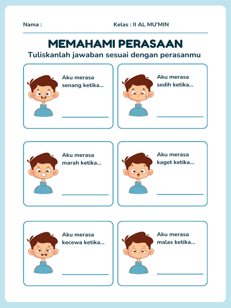 LKPD Pertemuan 1 - Biru Ilustrasi Memahami Perasaan Lembar Kerja ...