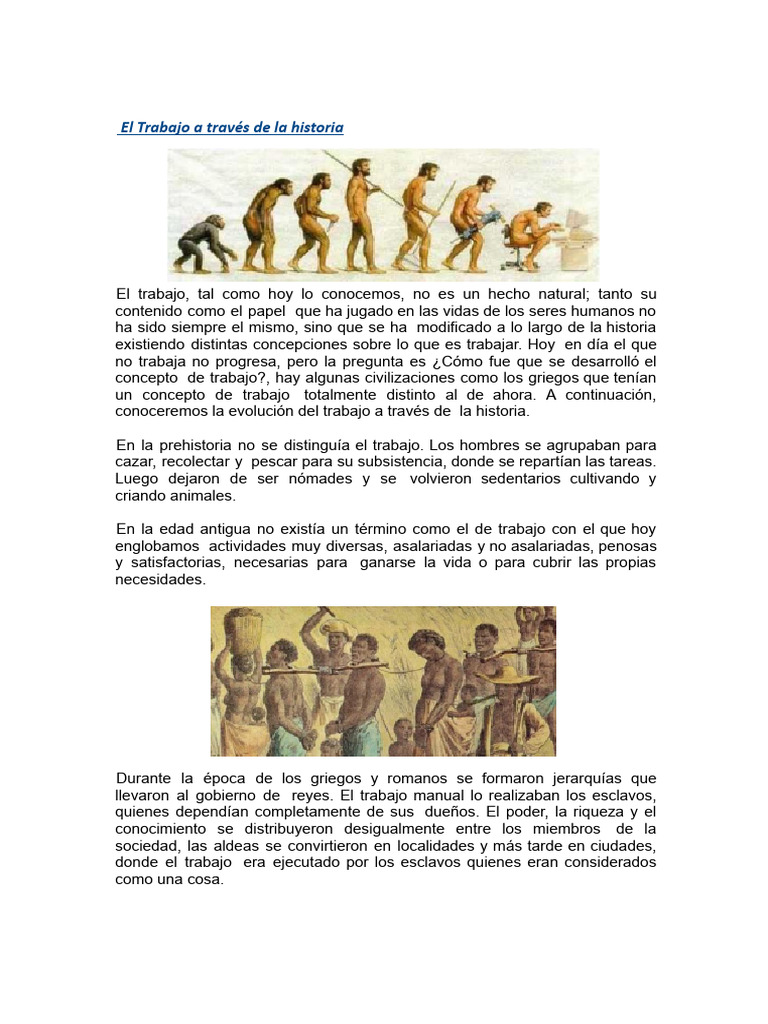 Evolución del Trabajo a lo Largo de la Historia | PDF | Antigua Grecia ...