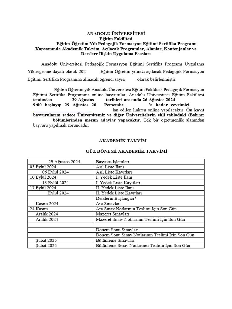 2024 2025 Pedagojik Formasyon Uygulama Esaslari 8e66053297df9e2d PDF