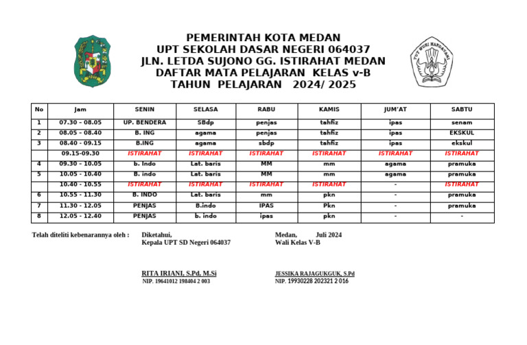Roster Pelajaran | PDF