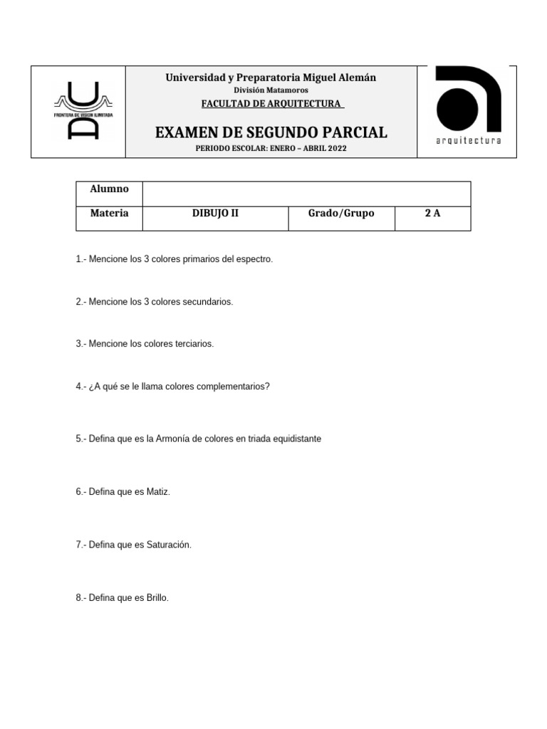 Examen Dibujo II Segundo Parcial | PDF