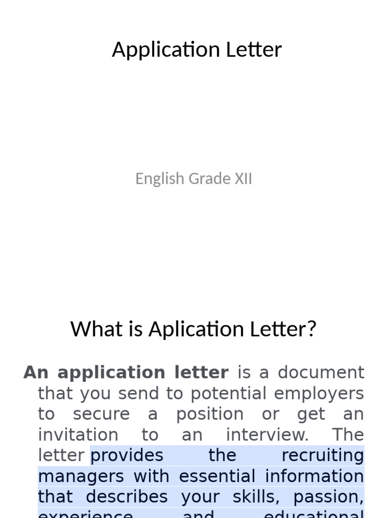 Application Letter | PDF