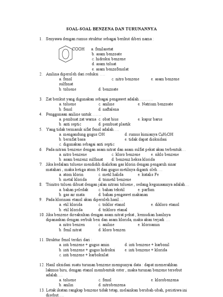 Soal Benzena