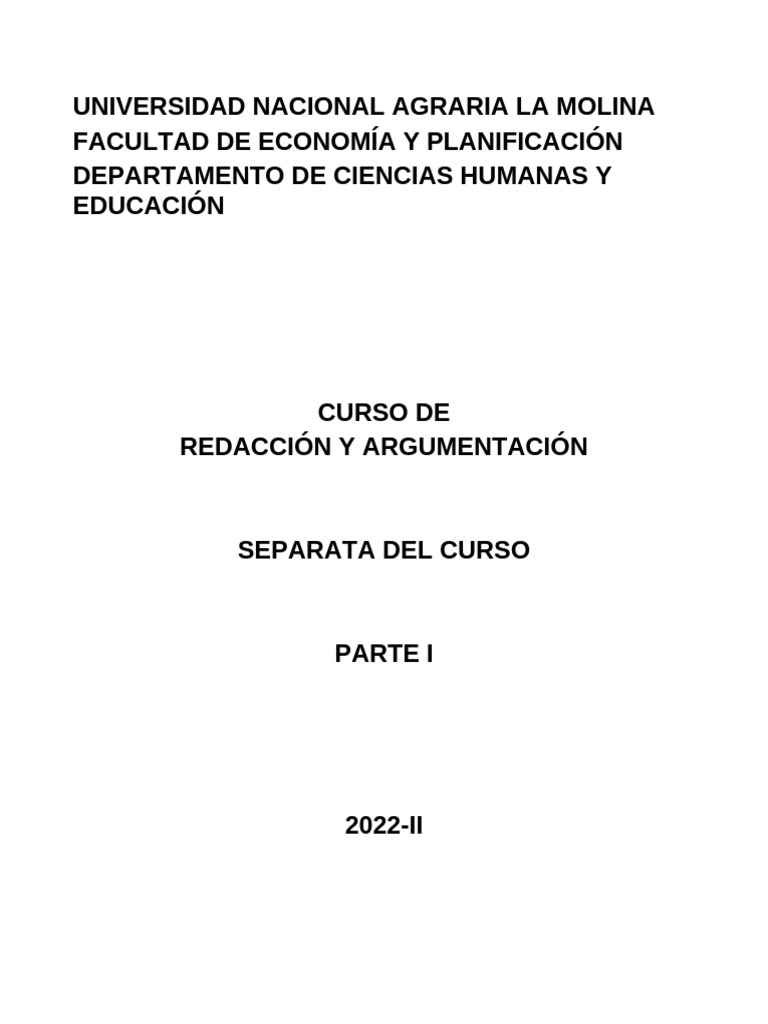 Separata de Redacción Parte I | PDF | Verbo | Asunto (gramática)