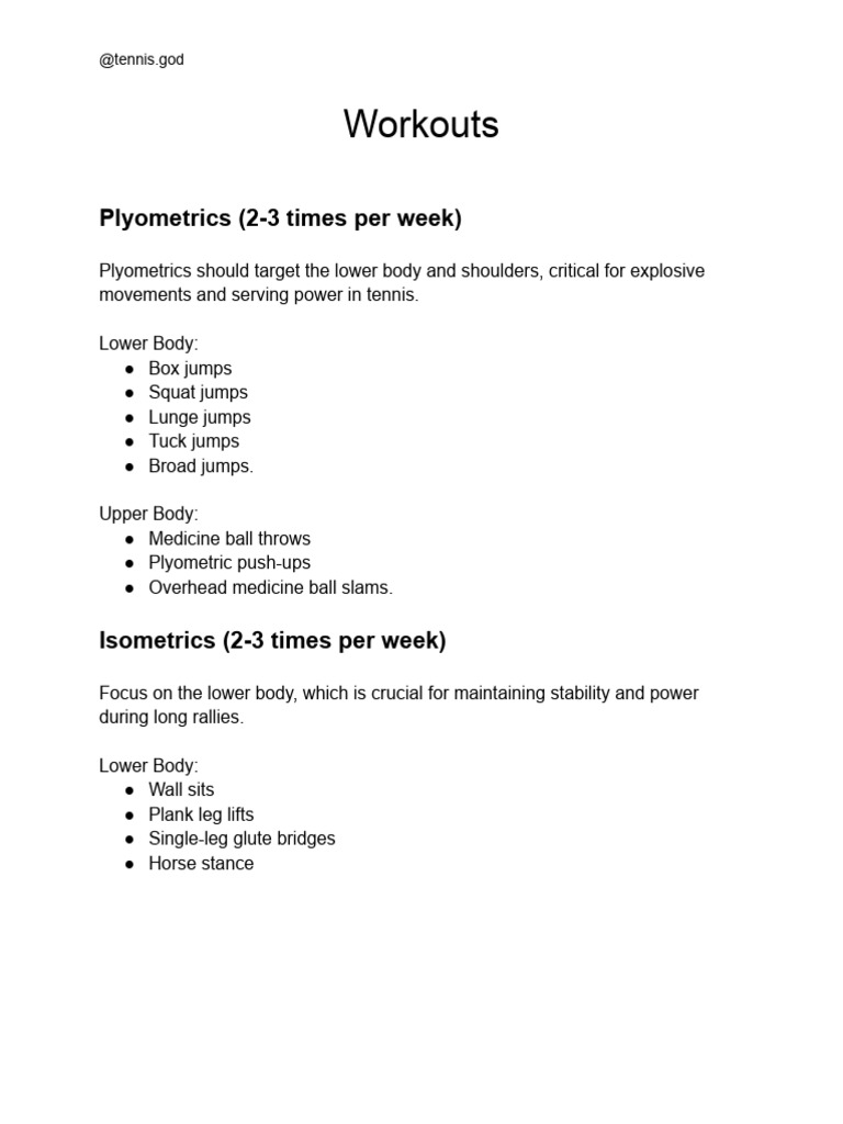 Tennis Workouts | PDF