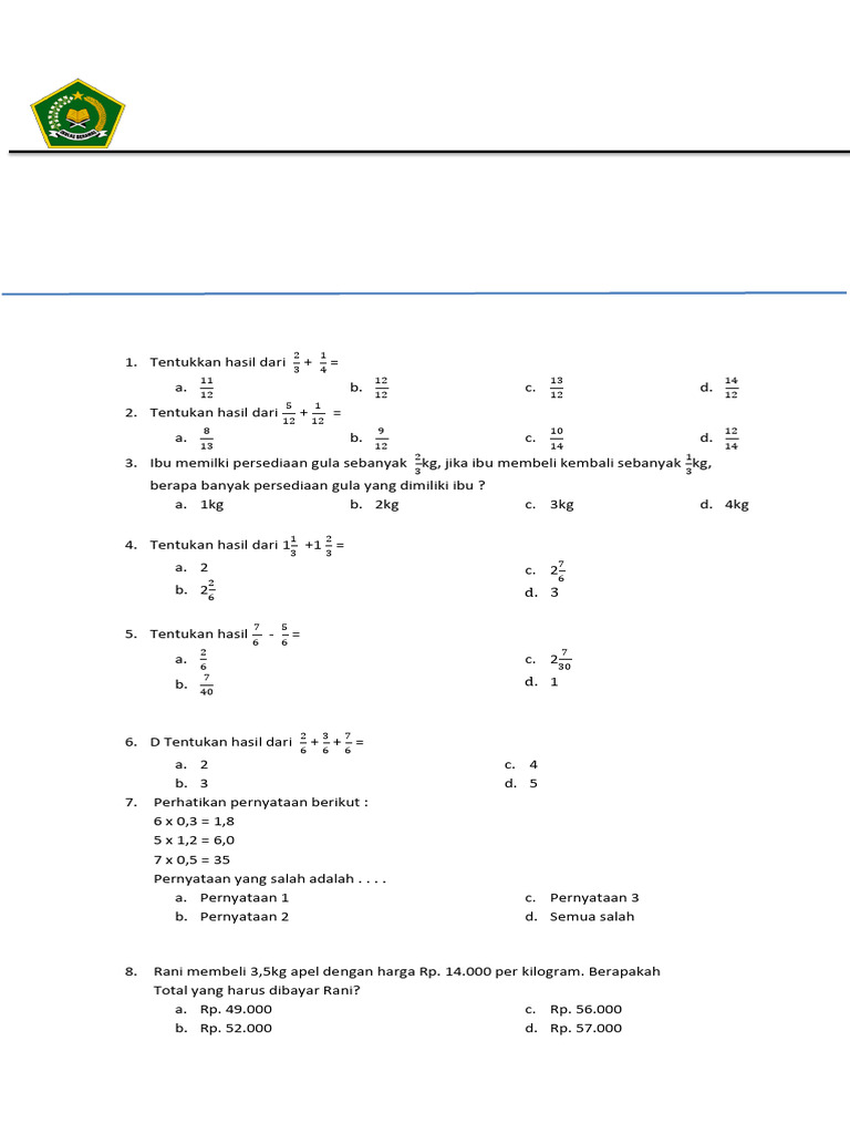 Kelas 5 Matematika Semester2 Pdf