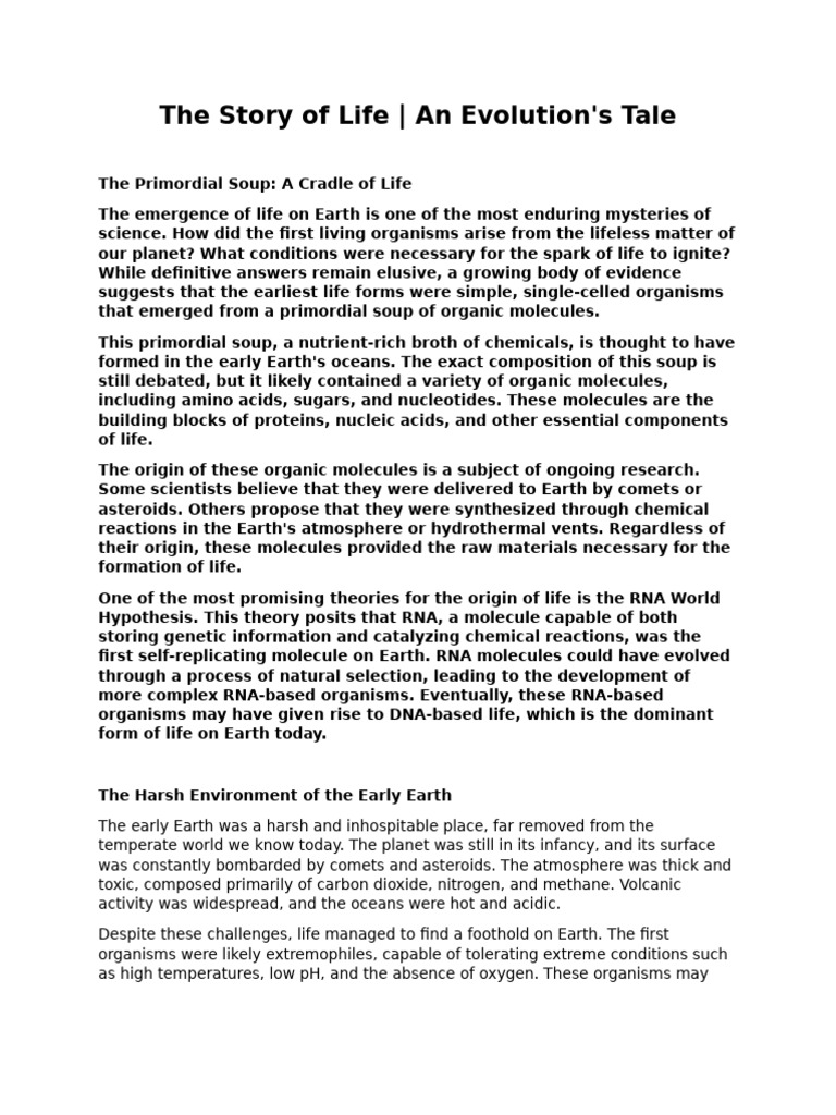 The story of life an evolution s tale pdf