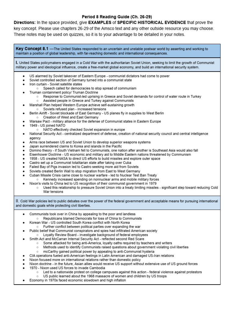 Period 8 Reading Guide (Ch. 26-29) | PDF