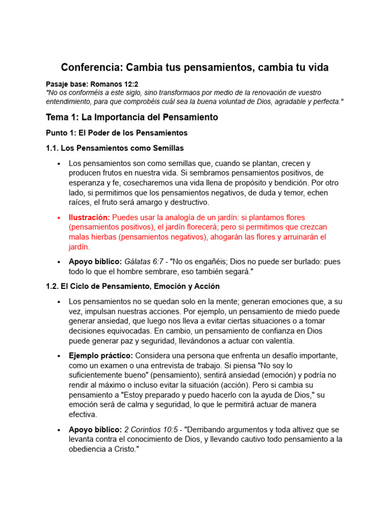 Conferencia Cambia Tus Pensamientos Cambia Ti Vida | PDF