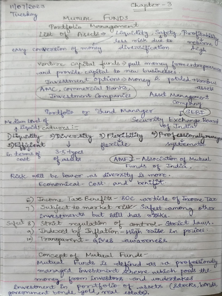 FEIA Notes Chapter-3 Mutual Funds | PDF