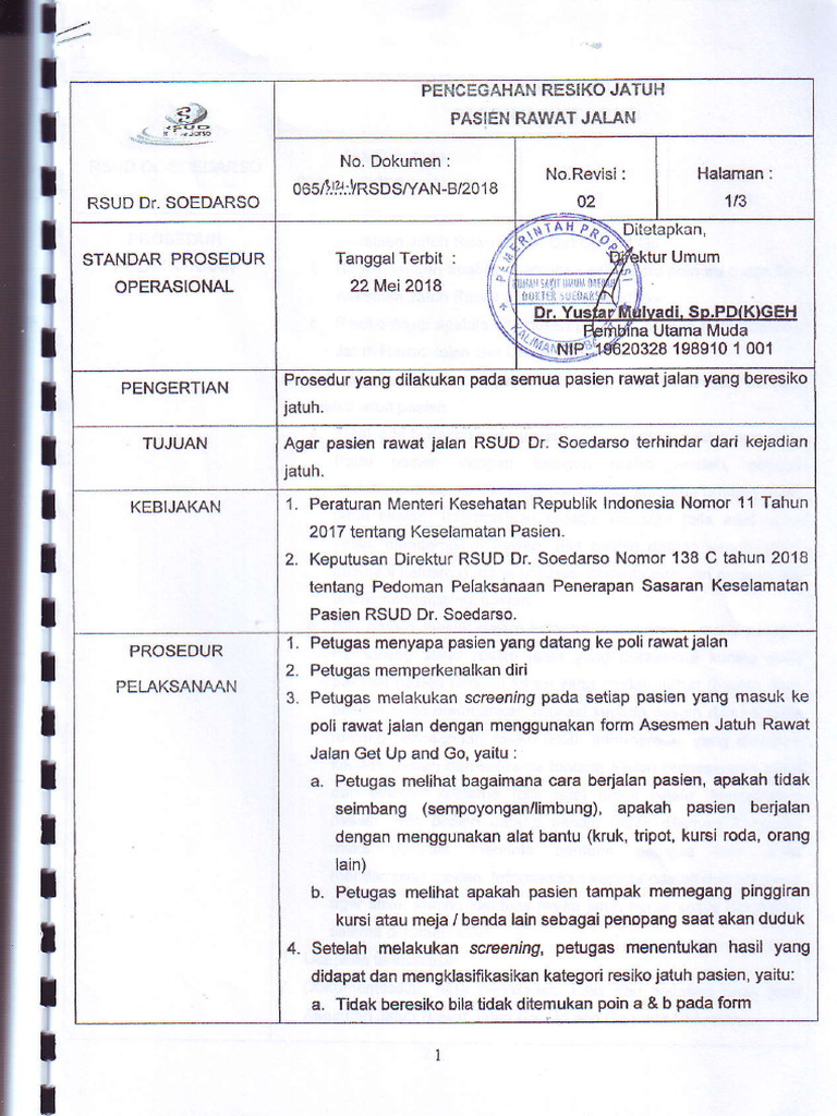 Pencegahan Resiko Jatuh Pasien Rawat Jalan Pdf