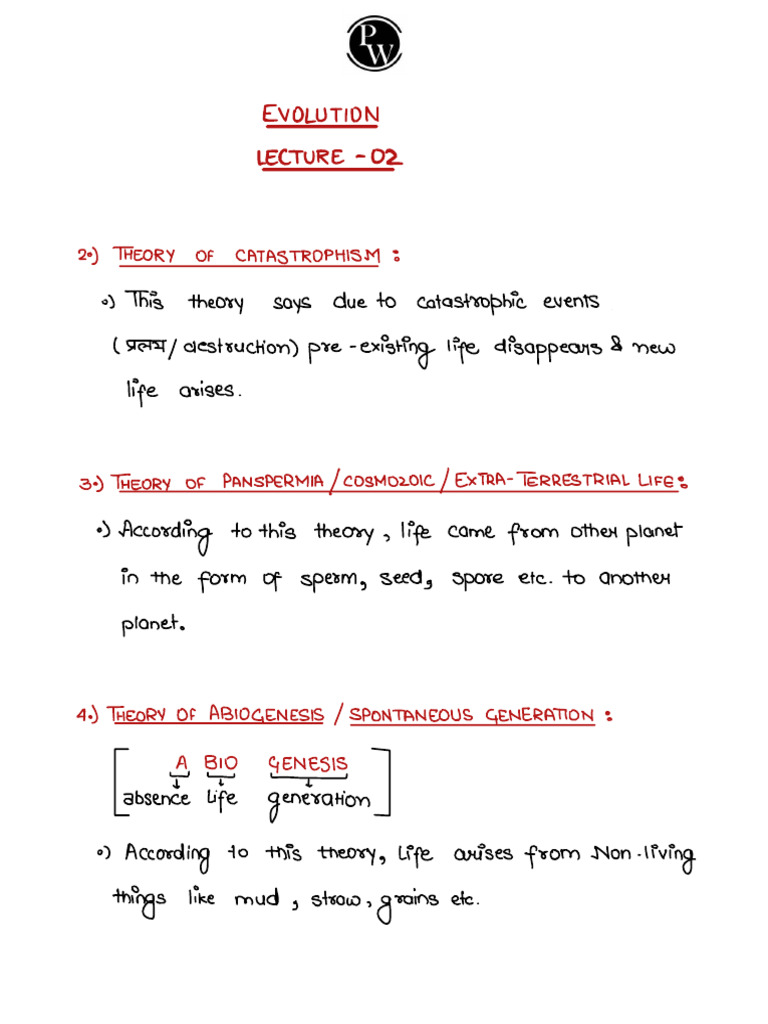 Evolution Hand Written Notes (Lec 2) | PDF