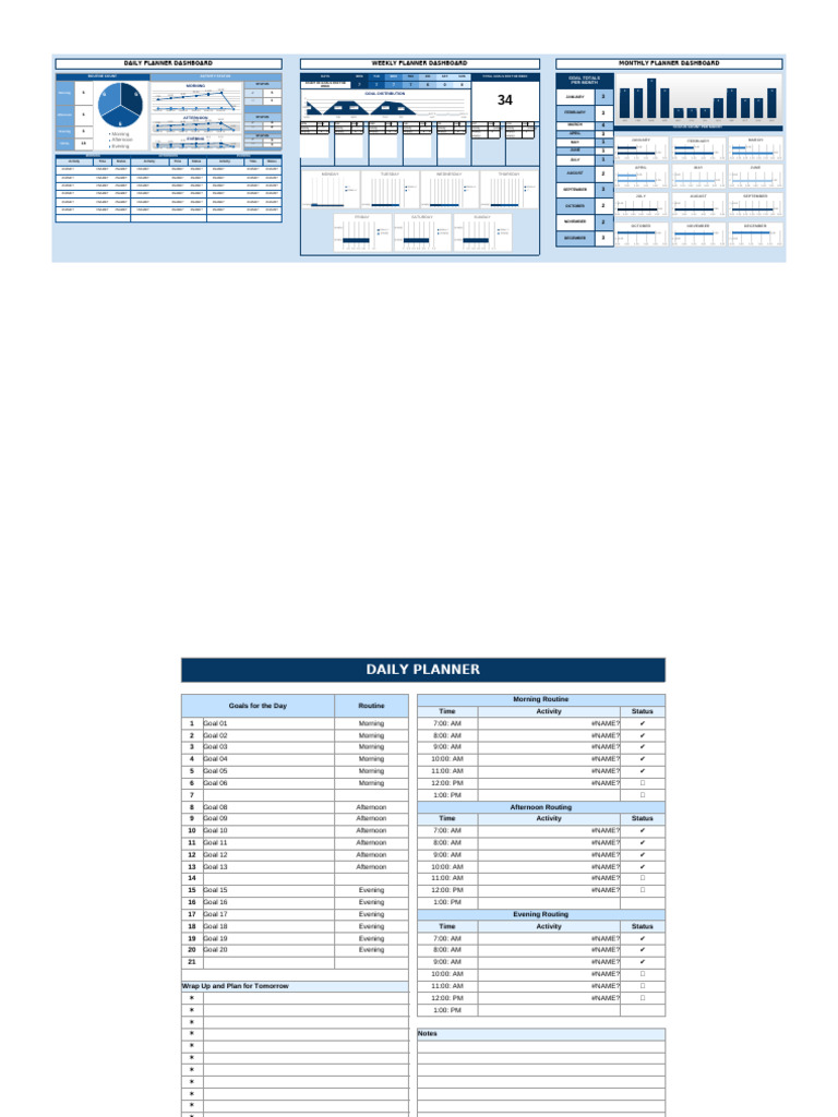 Daily Weekly Monthly Planner Template | PDF