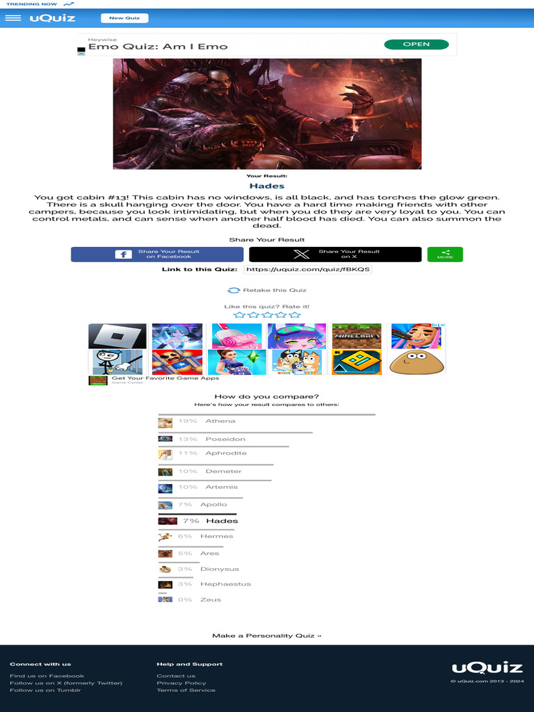 Results for quiz What Percy Jackson cabin are you in PDF