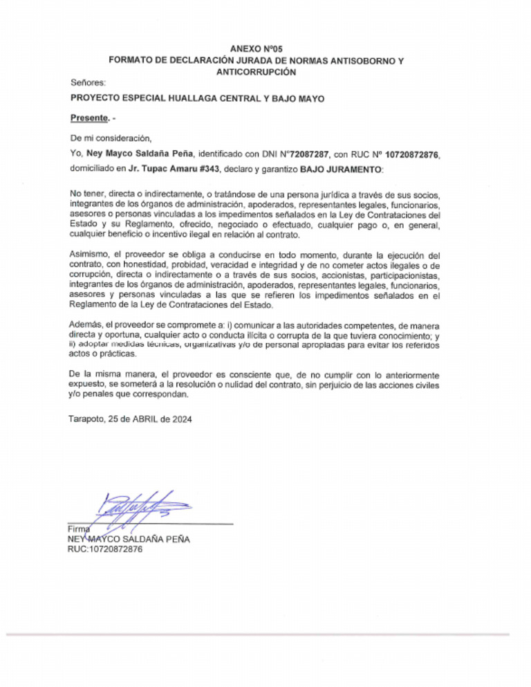 Formato 05 Declaracion de Normas Antisoborno | PDF