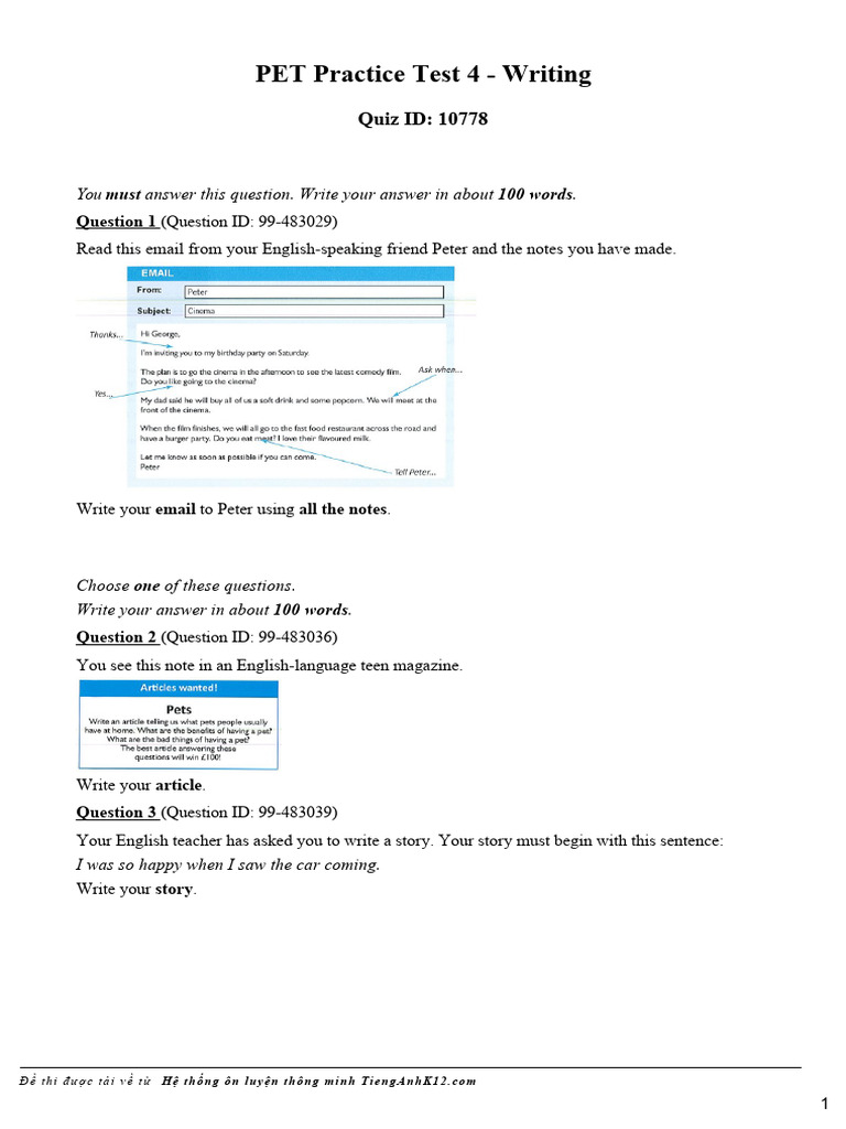 Quiz 10778 pet practice test 4 writing pdf