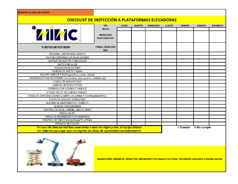 Check list manlift pdf
