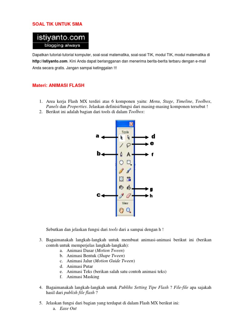 Soal TIK Animasi Flash untuk SMA | PDF