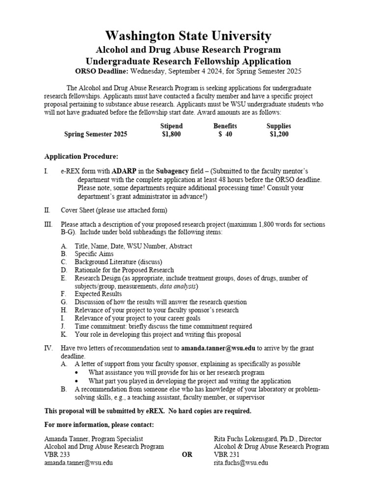 RFA Instructions For Undergraduate Research Grant Applications Fall ...