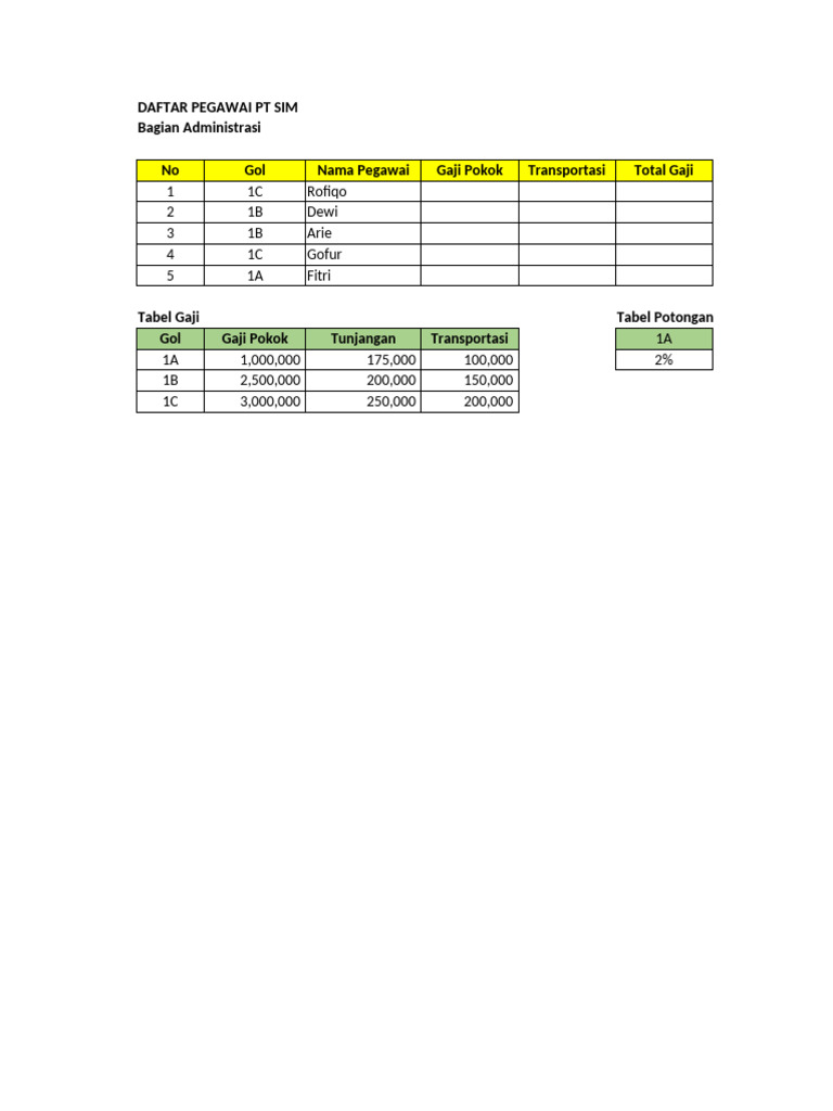 Soal test excel pdf