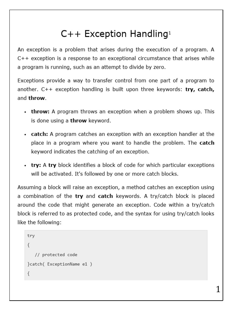 Exception Handling | PDF