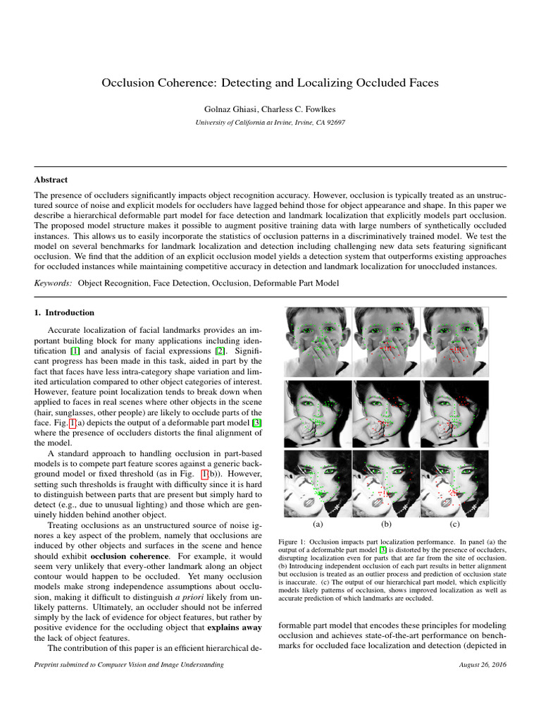 Occlusion Coherence: Detecting and Localizing Occluded Faces | PDF