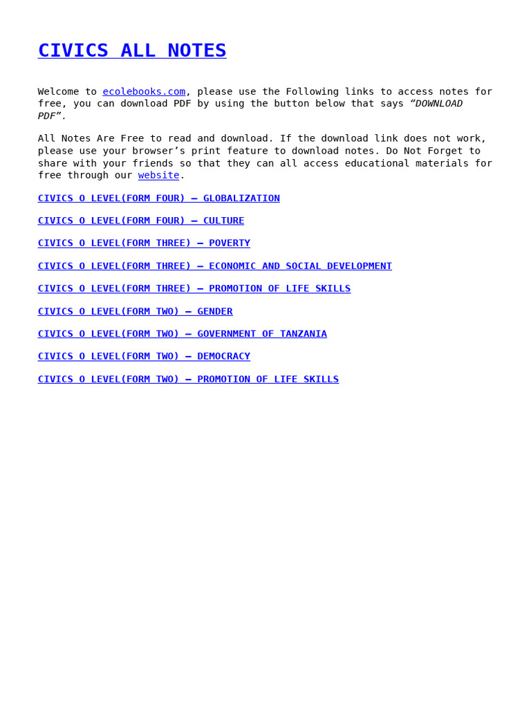 Civics All Notes | PDF