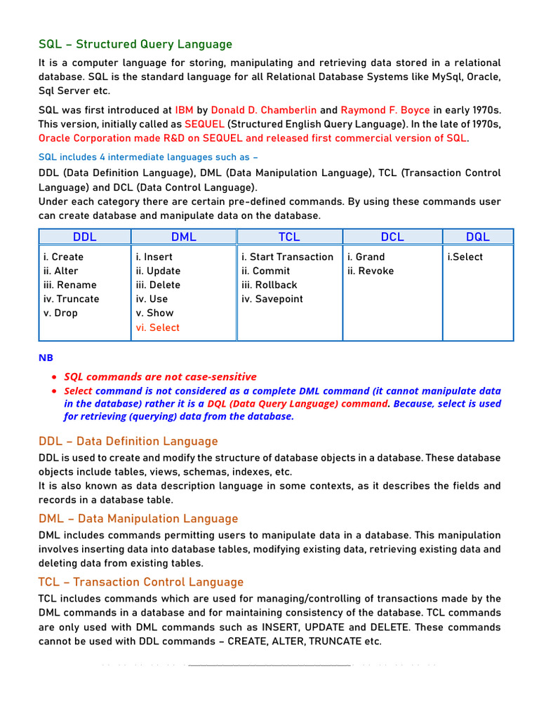 SQL (Structured Query Language) | PDF