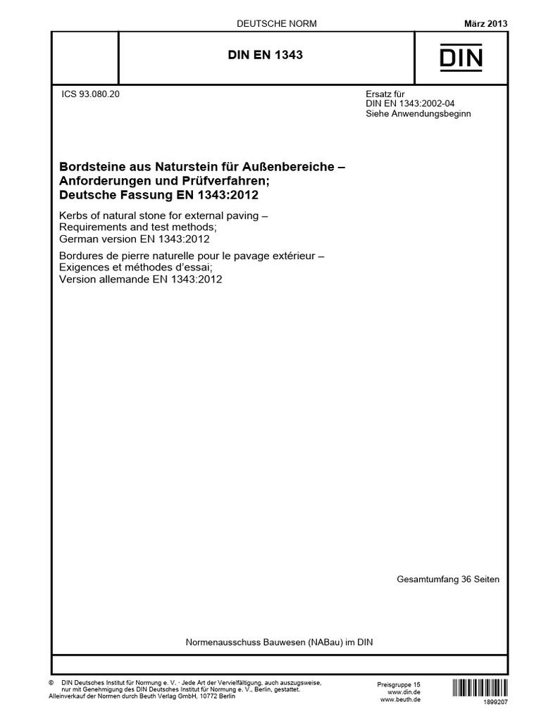 DIN en 1343 Bordsteine - 2013 | PDF