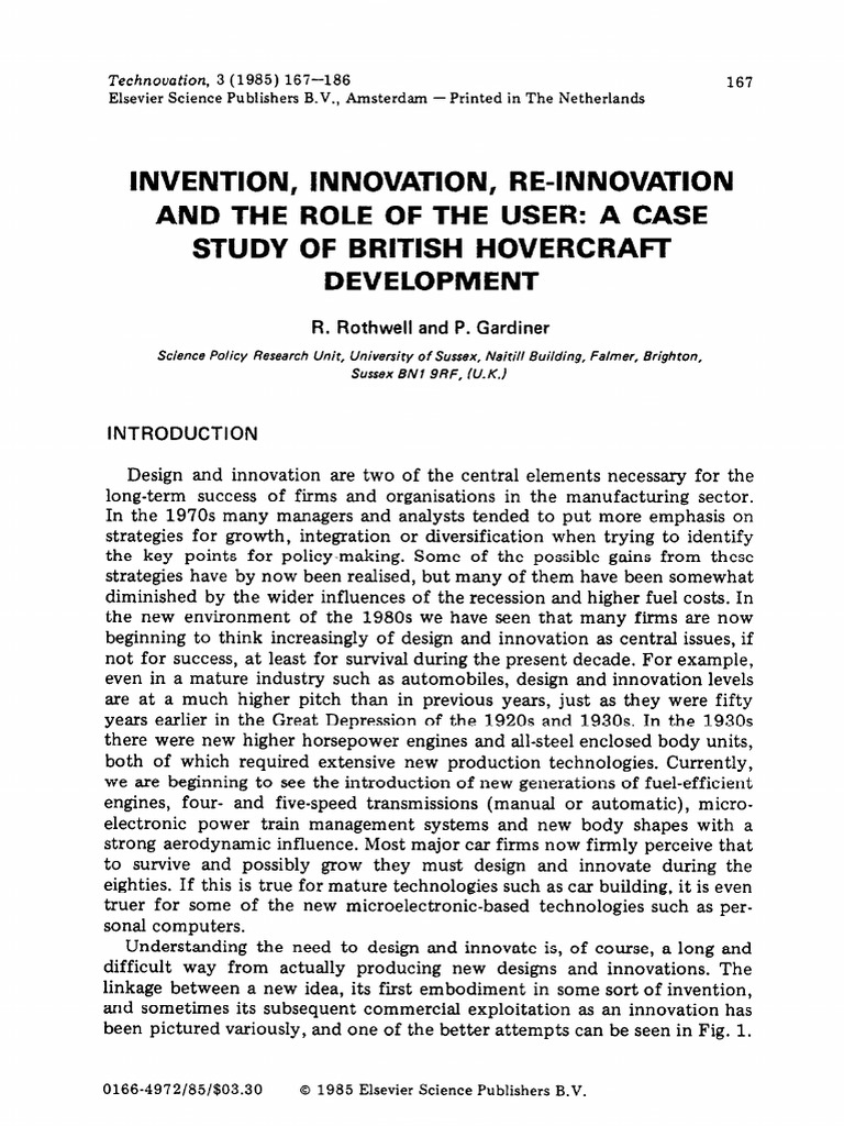 Invention, Innovation, Re-innovation and the Role of the User A Case ...