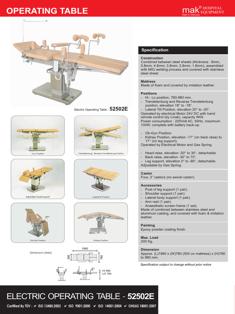 52502E-Electric Operating Table - SR | PDF