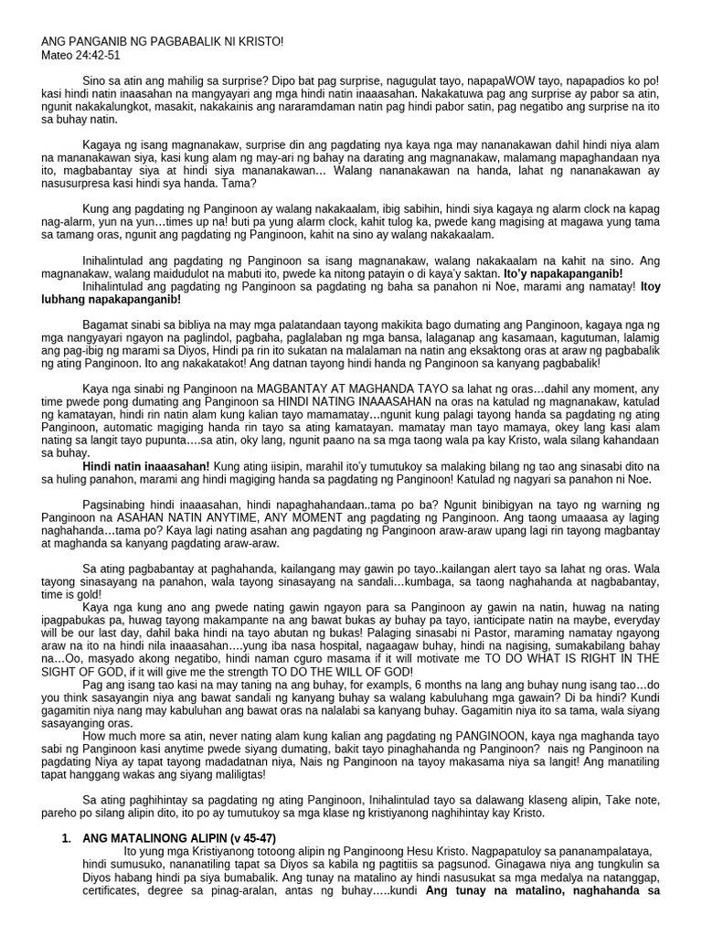 Ang Panganib NG Pagbabalik Ni Kristo | PDF