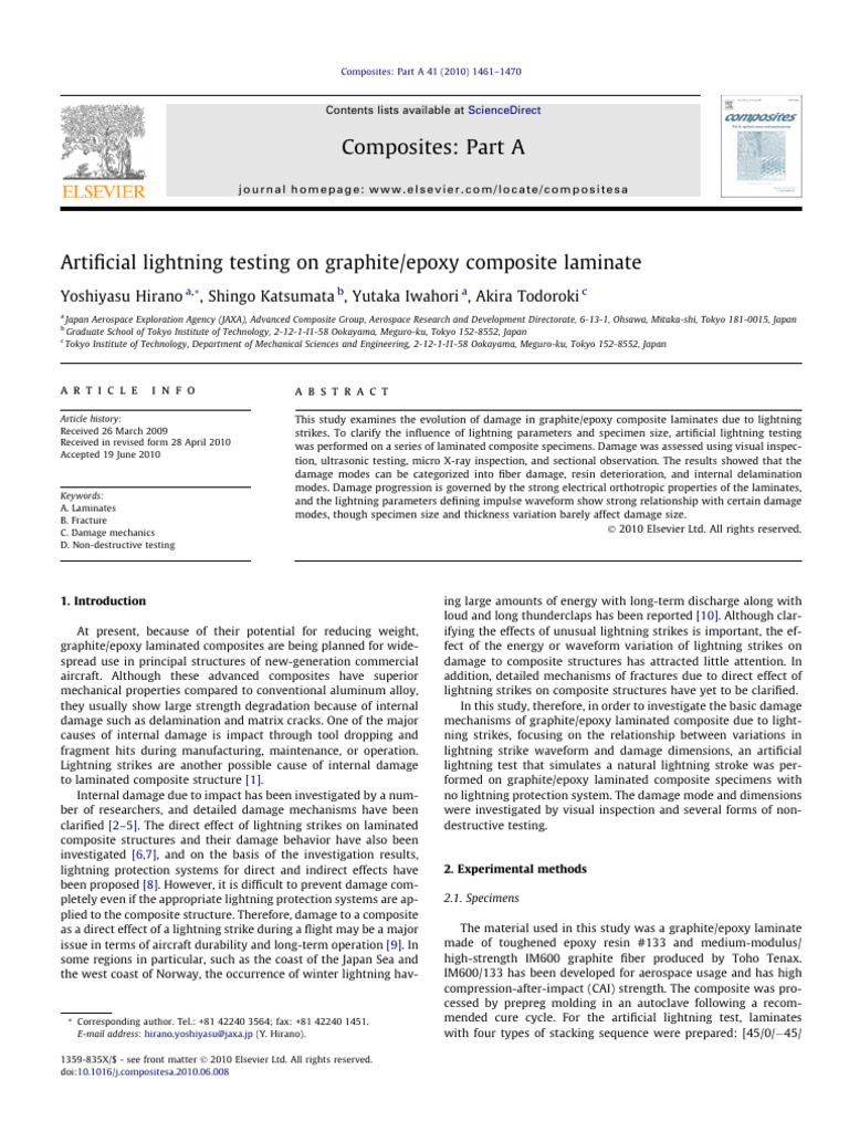 Journal-2010-Artificial Lightning Testing On Graphite Epoxy Composite ...