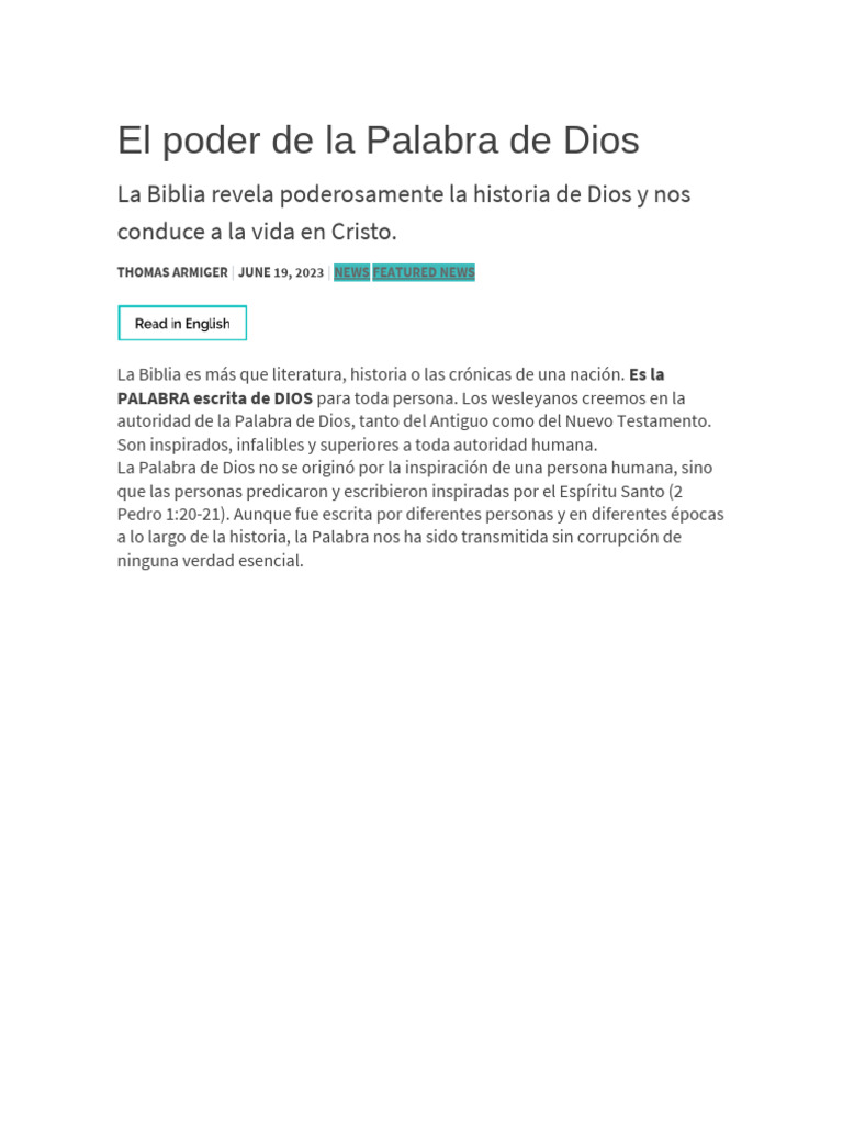 El Poder de La Palabra de Dios | PDF