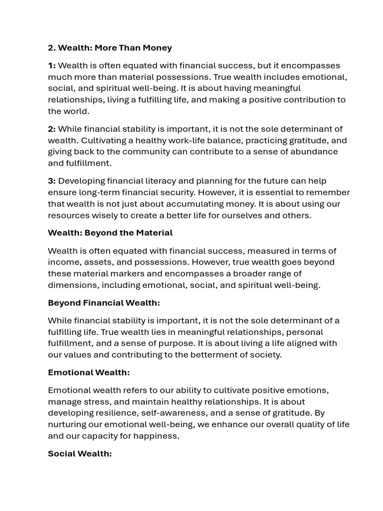 Details of A Great Life 2 Wealth | PDF | Wealth | Well Being