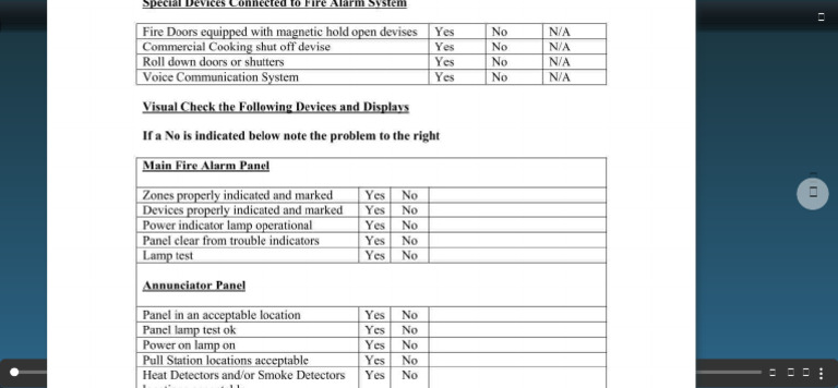 Fire Alarm System Inspection Check List | PDF