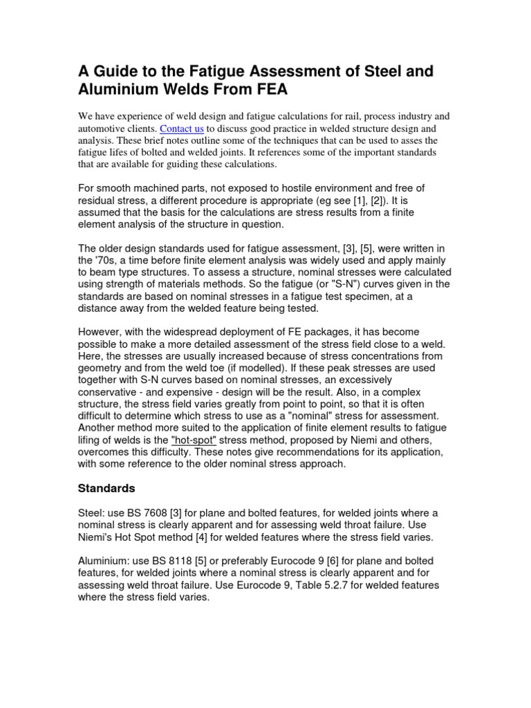 Fatigue Assessment of Steel Welds | PDF | Fatigue (Material) | Stress ...