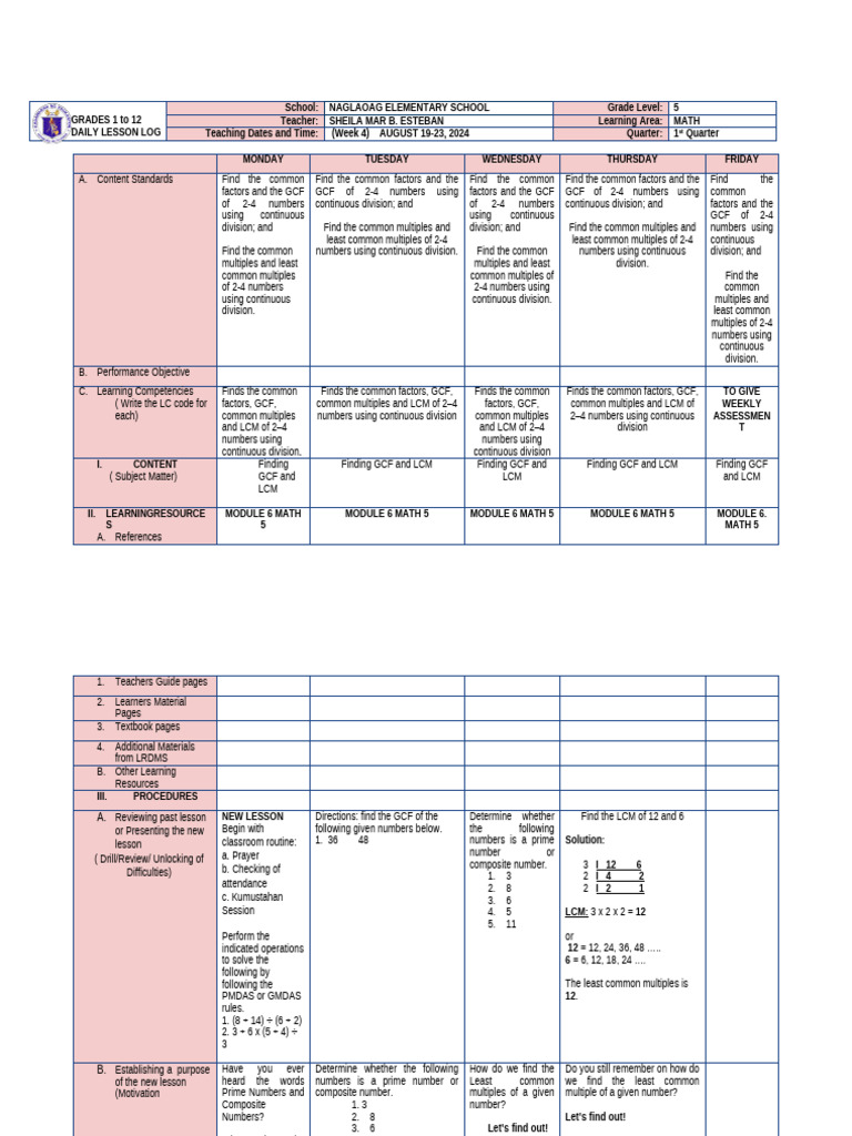 DLL Week 4 Math | PDF