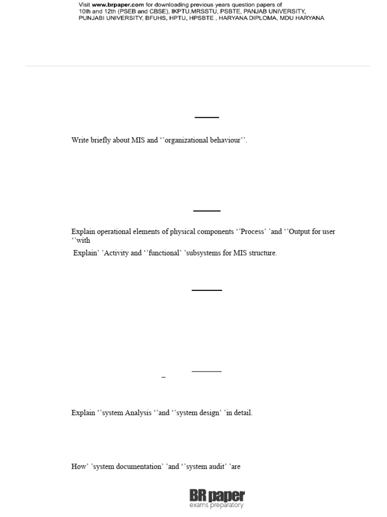 MIS (1st) Dec2019 | PDF