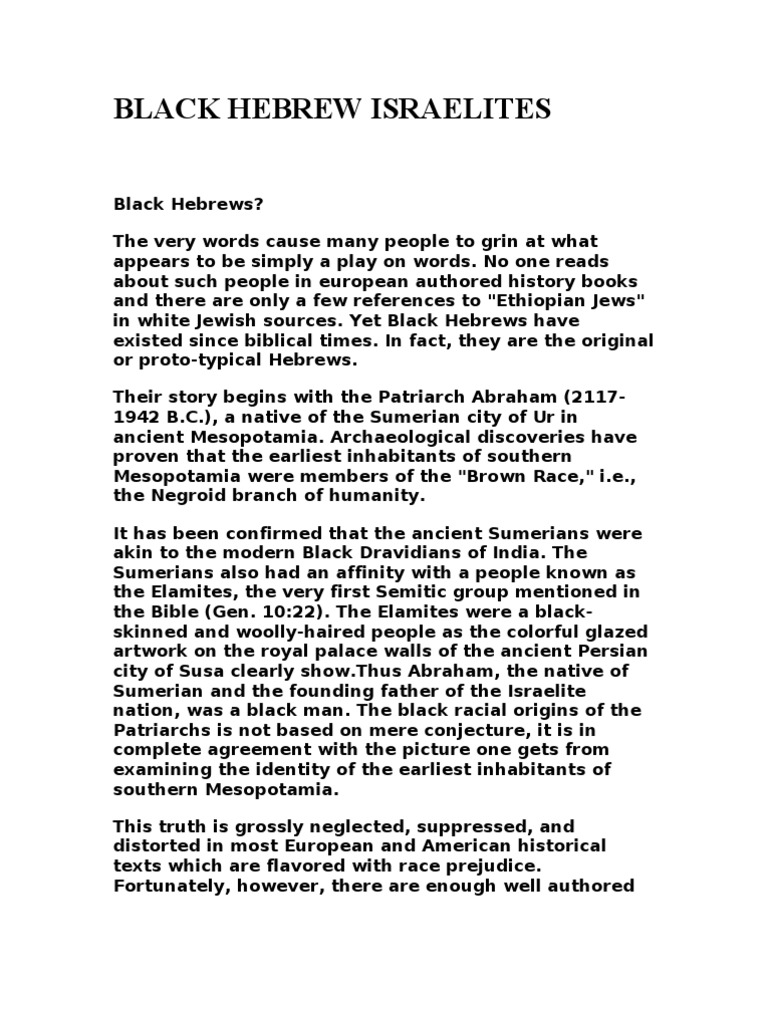 History of Black Hebrew Israelites | PDF | Jews | Hebrew Language