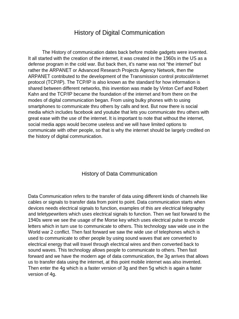 History of Digital Communication | PDF