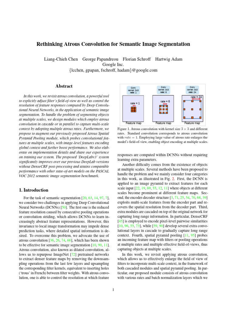 Rethinking Atrous Convolution For Semantic Image Segmentation | PDF