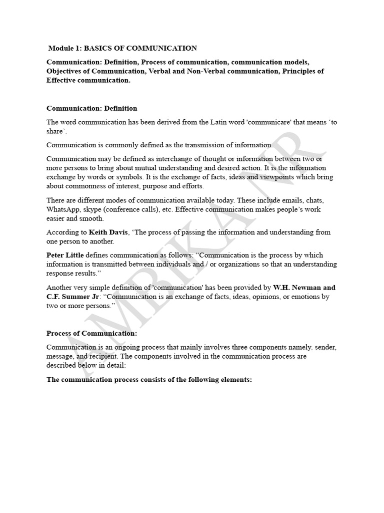 Module 1 Basics of Communication | PDF