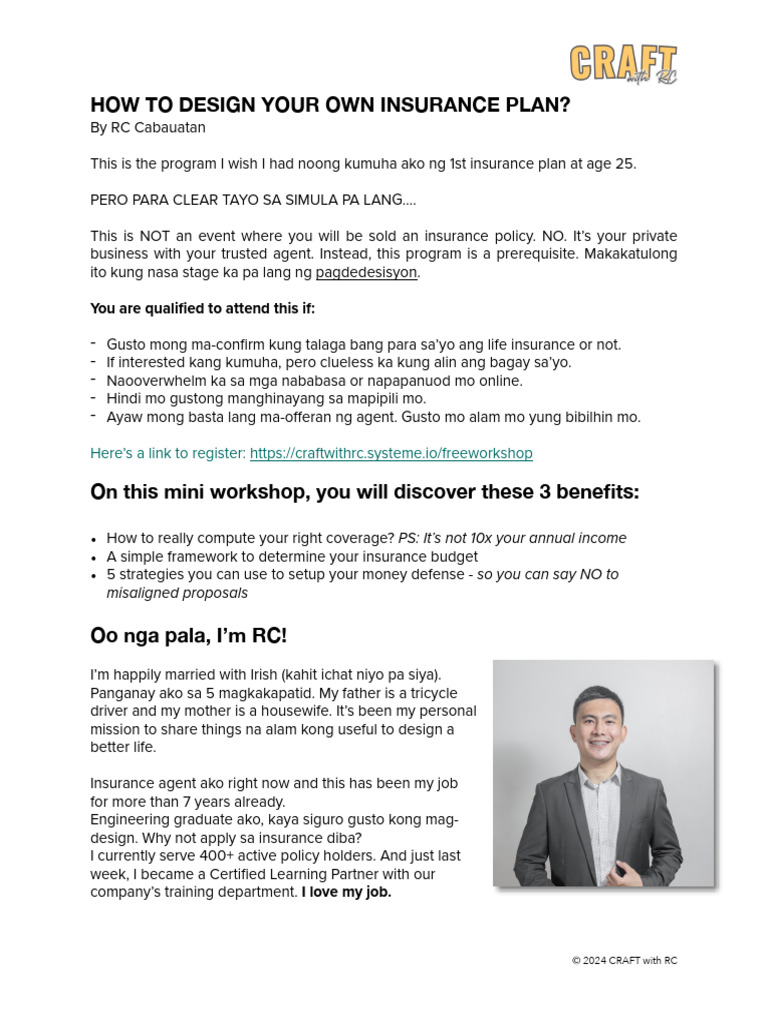 How to design your own insurance plan free mini workshop pdf