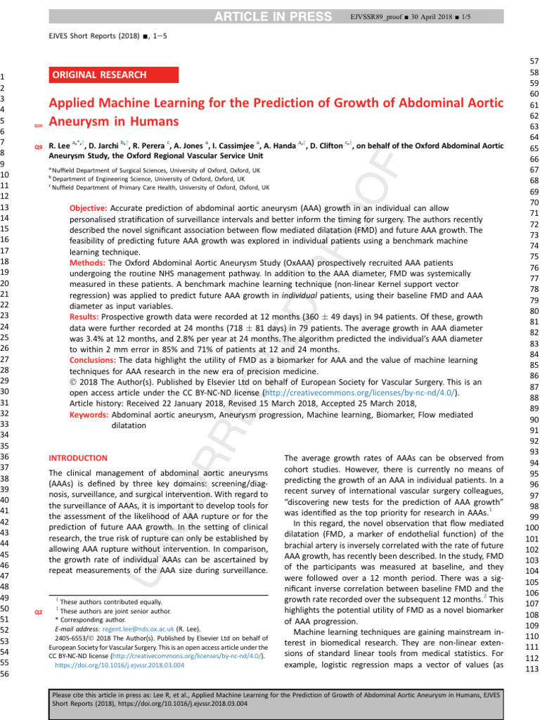 Applied Machine Learning For The Prediction of Growth of Abdominal ...