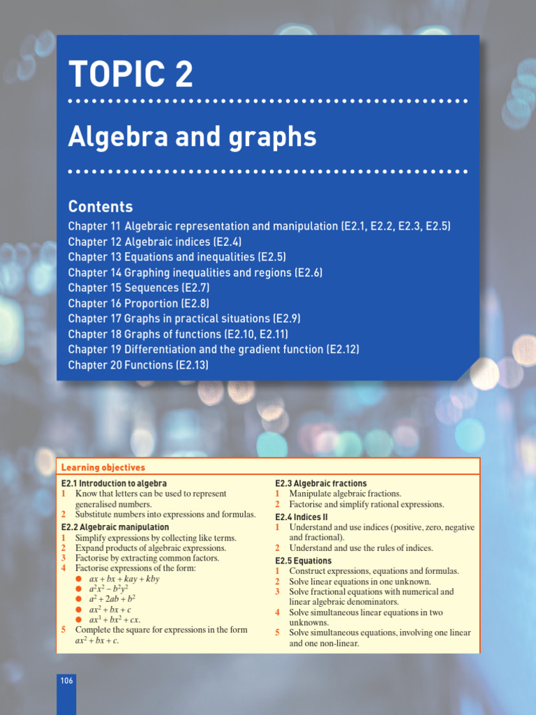 Topic 2: Algebra and Graphs | PDF