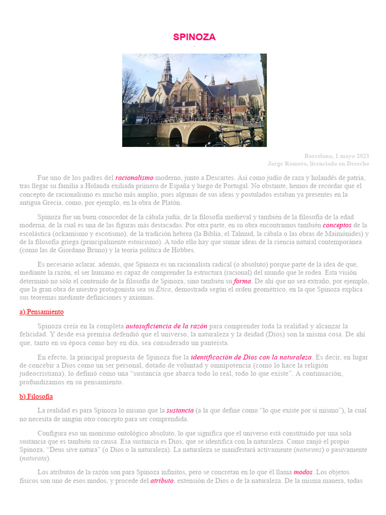 Spinoza | PDF | Baruch Spinoza | Teoría de sustancias